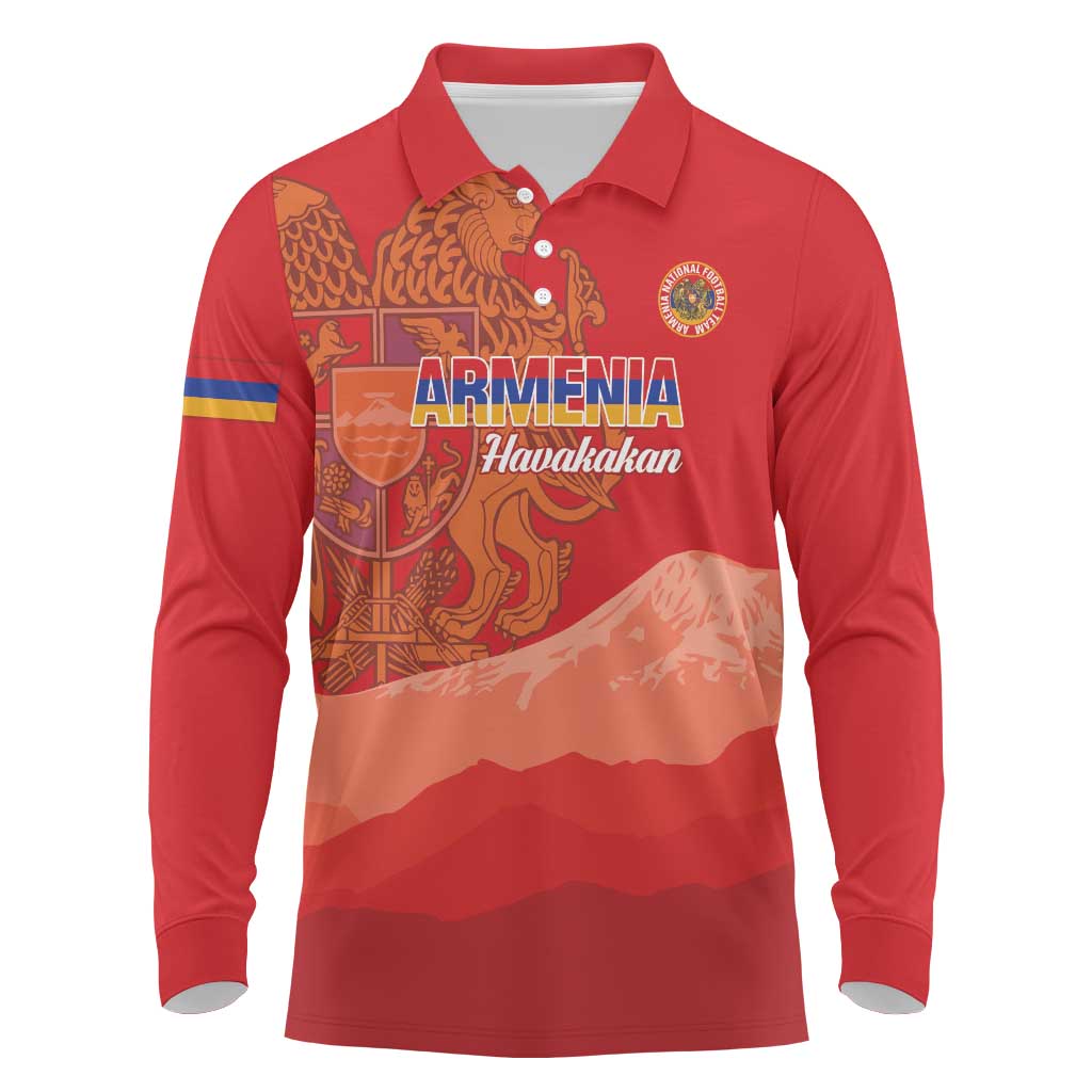 Custom Armenia Football Long Sleeve Polo Shirt Come On Havakakan