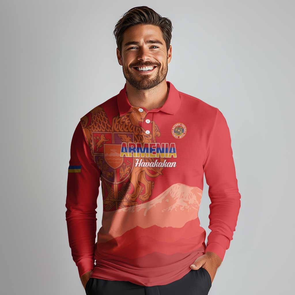 Custom Armenia Football Long Sleeve Polo Shirt Come On Havakakan