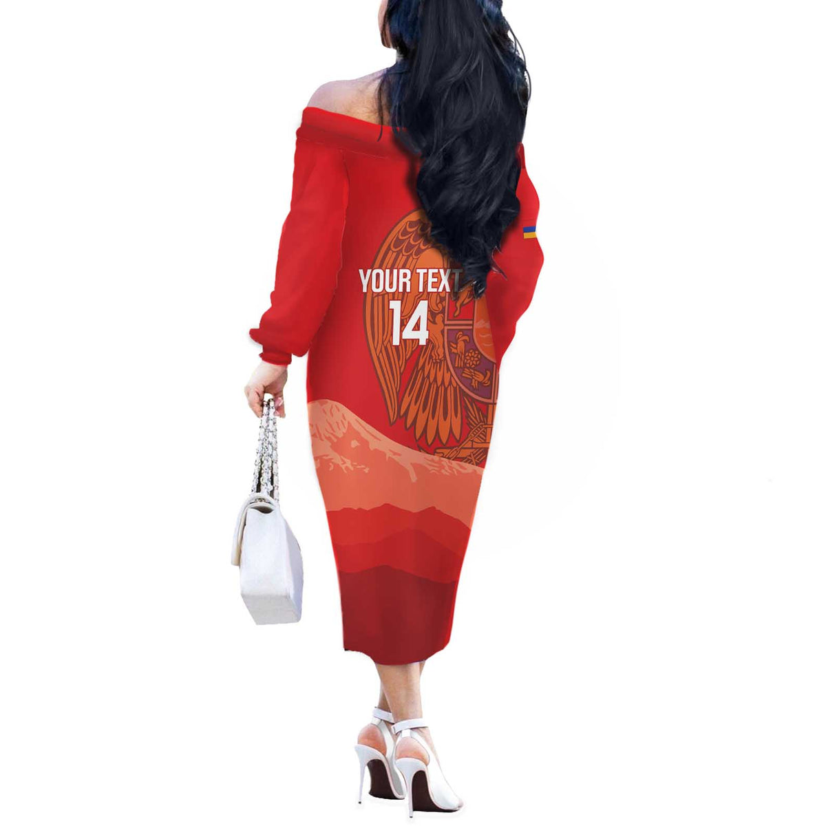Custom Armenia Football Off The Shoulder Long Sleeve Dress Come On Havakakan