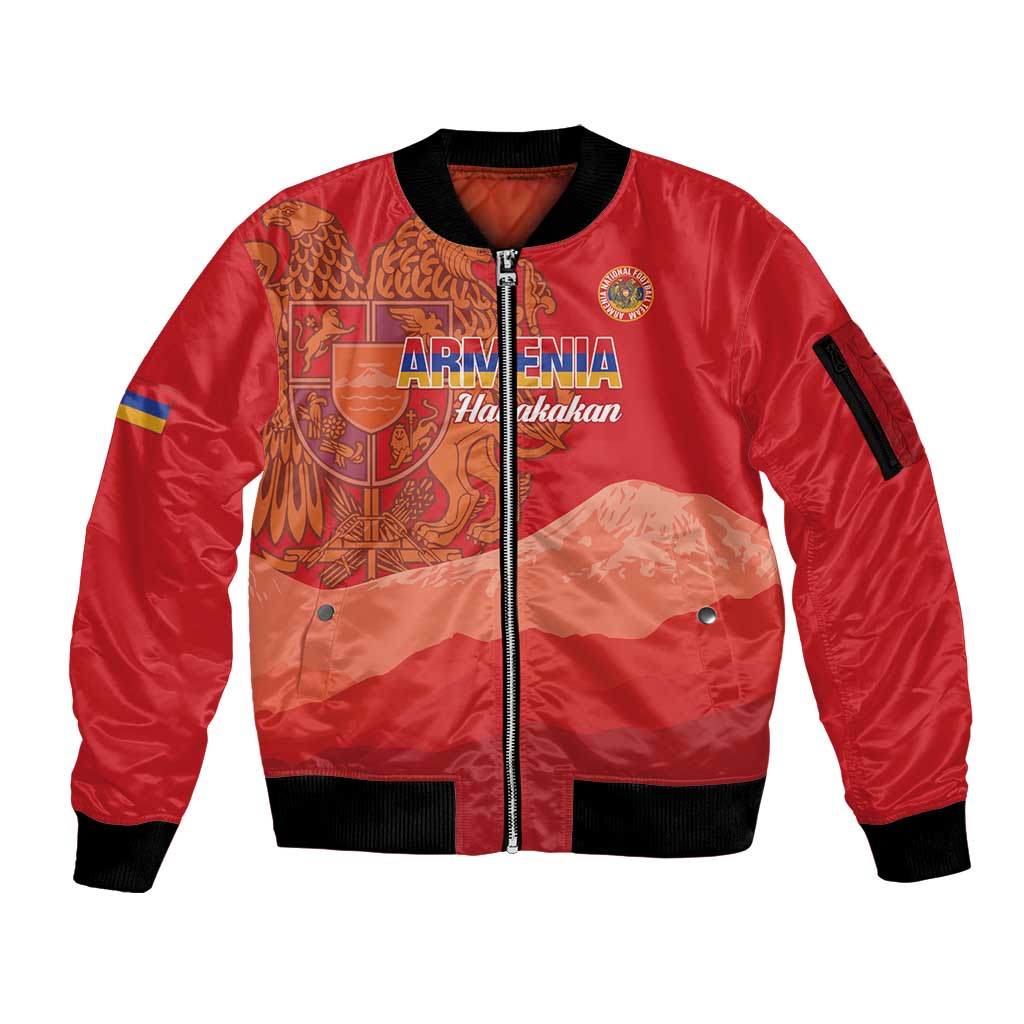 Custom Armenia Football Sleeve Zip Bomber Jacket Come On Havakakan