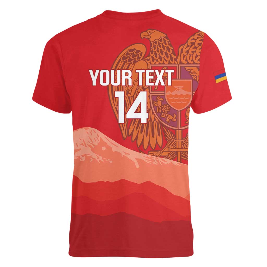 Custom Armenia Football Women V-Neck T-Shirt Come On Havakakan