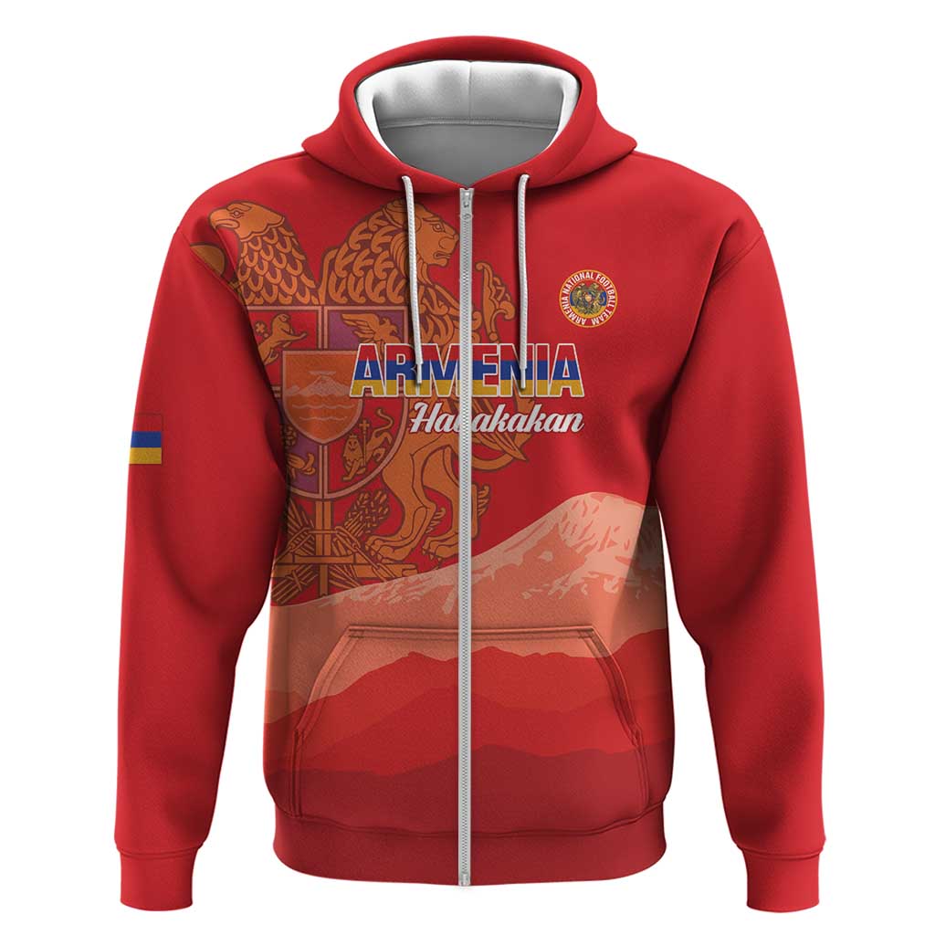 Custom Armenia Football Zip Hoodie Come On Havakakan