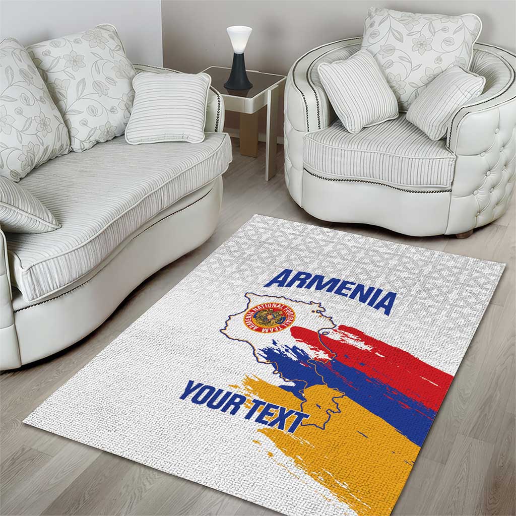 Custom Armenia Football Area Rug Armenian Map Knot Pattern