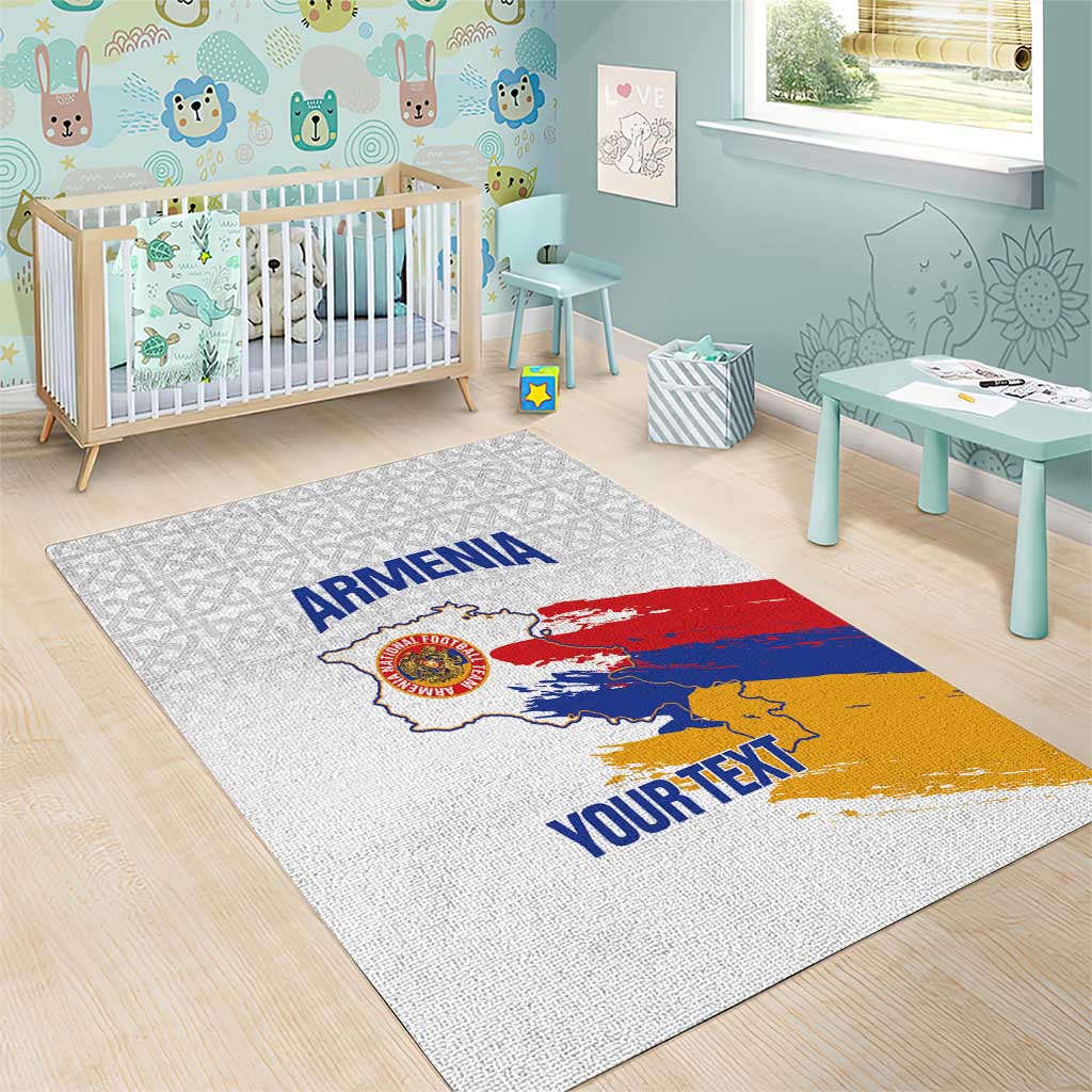 Custom Armenia Football Area Rug Armenian Map Knot Pattern