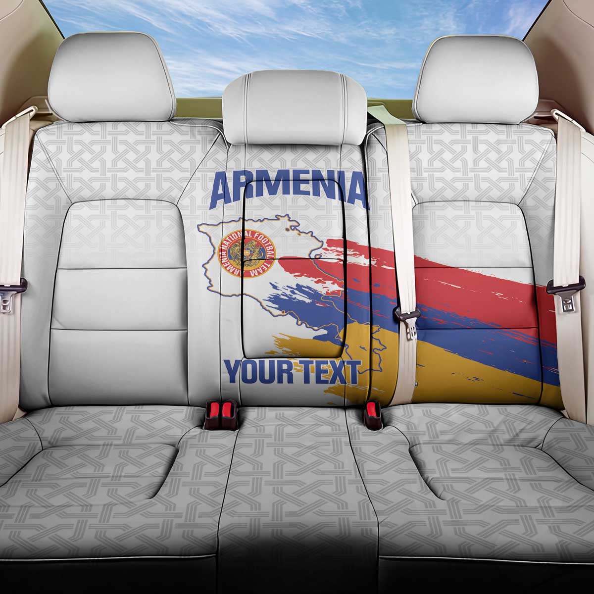 Custom Armenia Football Back Car Seat Cover Armenian Map Knot Pattern