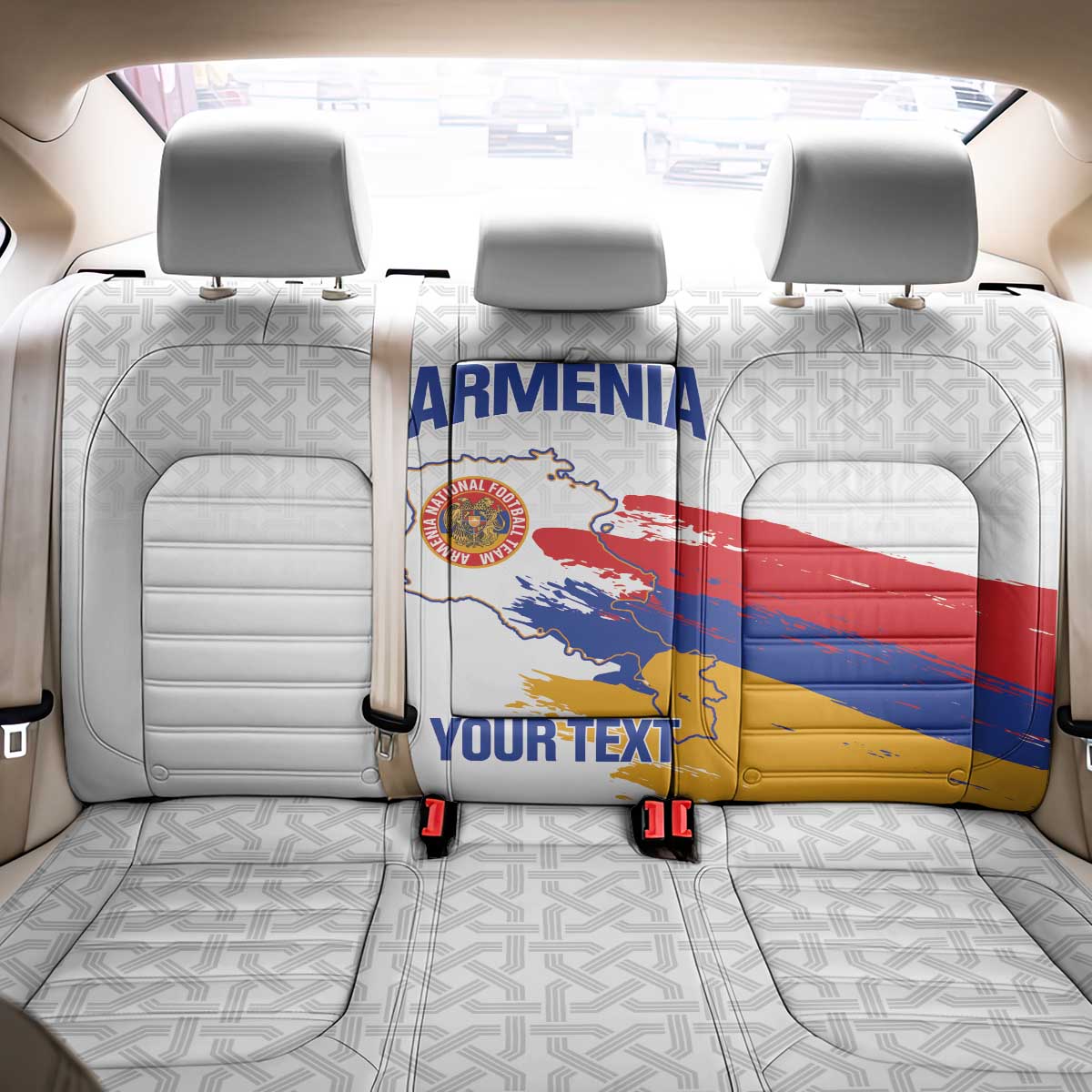 Custom Armenia Football Back Car Seat Cover Armenian Map Knot Pattern