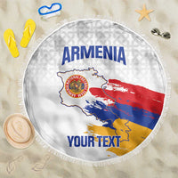 Custom Armenia Football Beach Blanket Armenian Map Knot Pattern