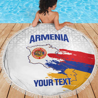 Custom Armenia Football Beach Blanket Armenian Map Knot Pattern