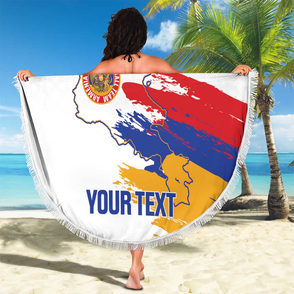 Custom Armenia Football Beach Blanket Armenian Map Knot Pattern