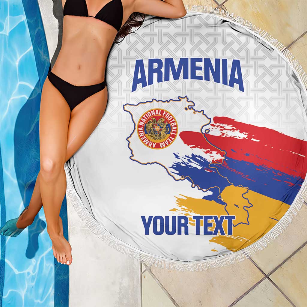 Custom Armenia Football Beach Blanket Armenian Map Knot Pattern