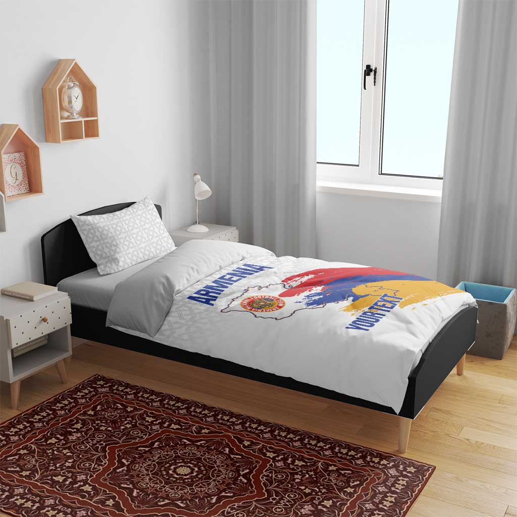 Custom Armenia Football Bedding Set Armenian Map Knot Pattern