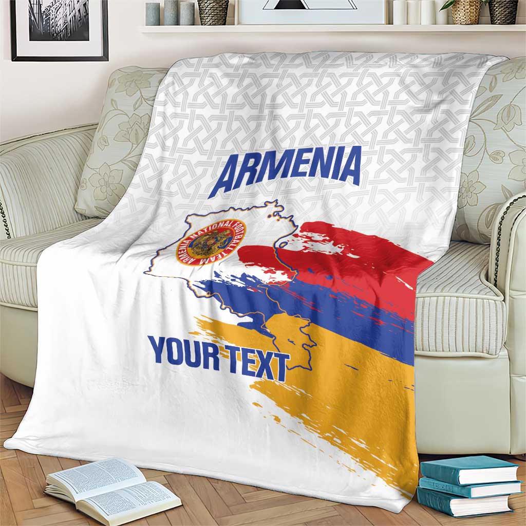 Custom Armenia Football Blanket Armenian Map Knot Pattern