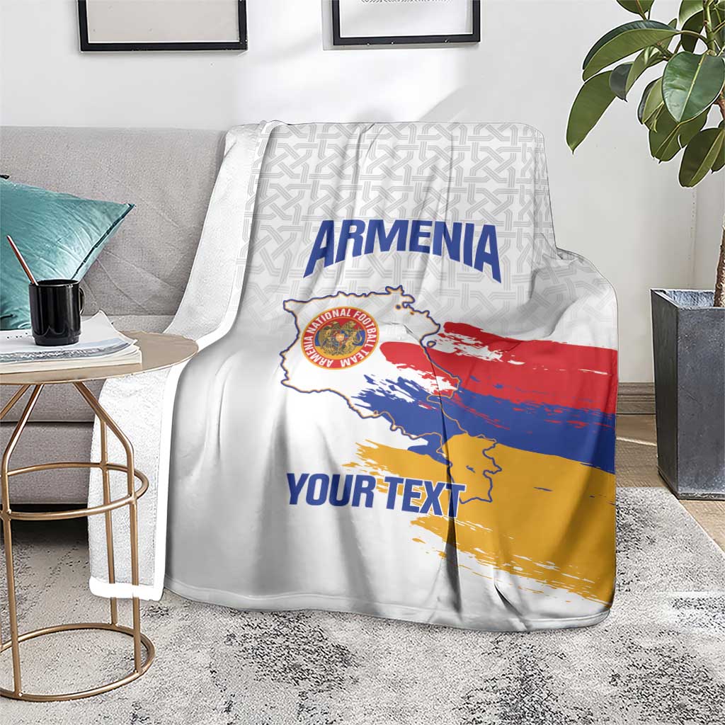 Custom Armenia Football Blanket Armenian Map Knot Pattern