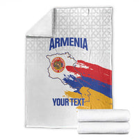 Custom Armenia Football Blanket Armenian Map Knot Pattern