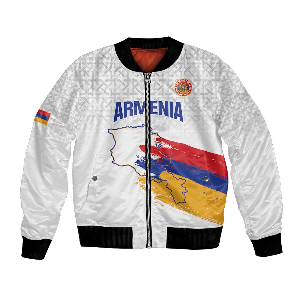 Custom Armenia Football Bomber Jacket Armenian Map Knot Pattern