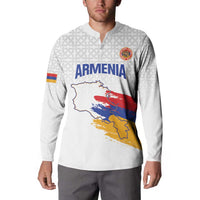 Custom Armenia Football Button Sweatshirt Armenian Map Knot Pattern