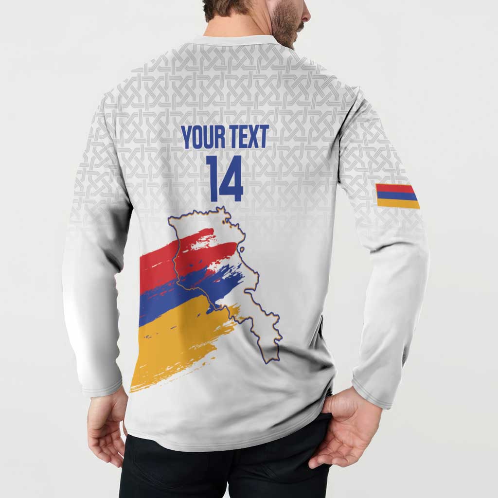Custom Armenia Football Button Sweatshirt Armenian Map Knot Pattern