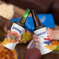 Custom Armenia Football 4 in 1 Can Cooler Tumbler Armenian Map Knot Pattern
