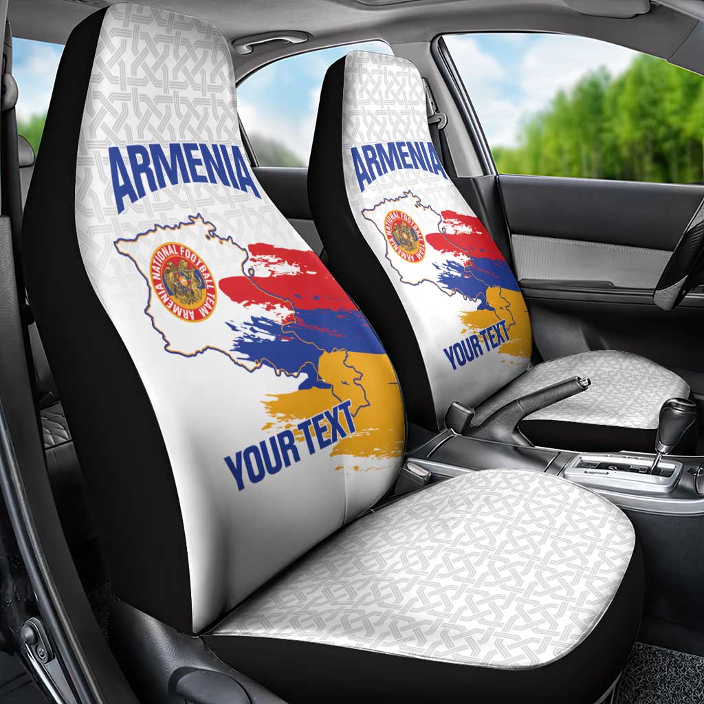 Custom Armenia Football Car Seat Cover Armenian Map Knot Pattern