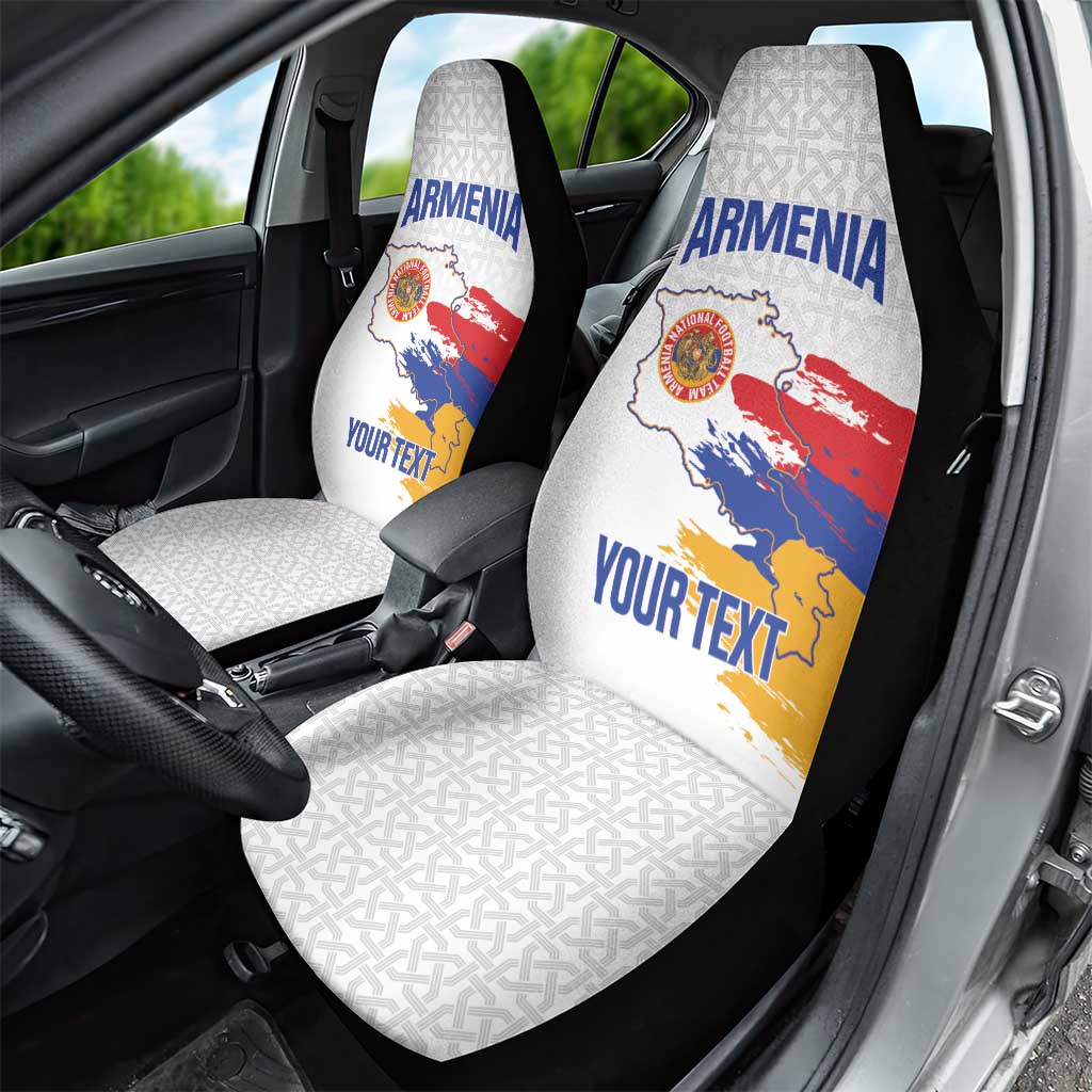 Custom Armenia Football Car Seat Cover Armenian Map Knot Pattern