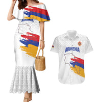 Custom Armenia Football Couples Matching Mermaid Dress and Hawaiian Shirt Armenian Map Knot Pattern