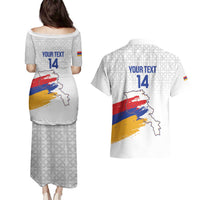 Custom Armenia Football Couples Matching Puletasi and Hawaiian Shirt Armenian Map Knot Pattern