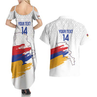 Custom Armenia Football Couples Matching Summer Maxi Dress and Hawaiian Shirt Armenian Map Knot Pattern