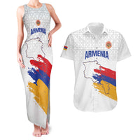 Custom Armenia Football Couples Matching Tank Maxi Dress and Hawaiian Shirt Armenian Map Knot Pattern