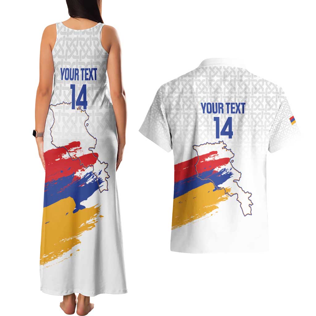 Custom Armenia Football Couples Matching Tank Maxi Dress and Hawaiian Shirt Armenian Map Knot Pattern