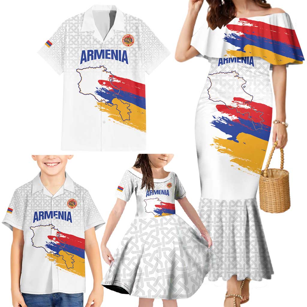 Custom Armenia Football Family Matching Mermaid Dress and Hawaiian Shirt Armenian Map Knot Pattern