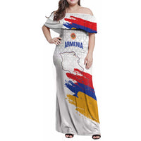 Custom Armenia Football Family Matching Off Shoulder Maxi Dress and Hawaiian Shirt Armenian Map Knot Pattern
