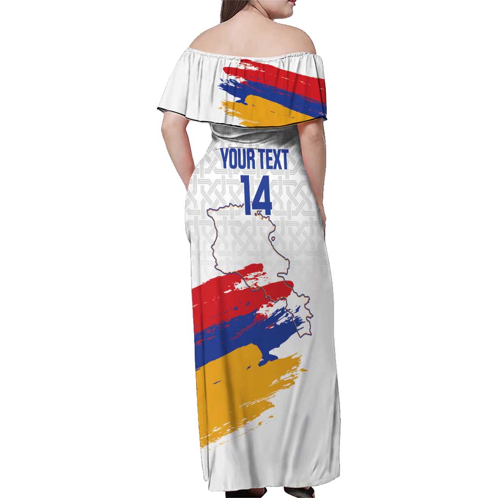 Custom Armenia Football Family Matching Off Shoulder Maxi Dress and Hawaiian Shirt Armenian Map Knot Pattern