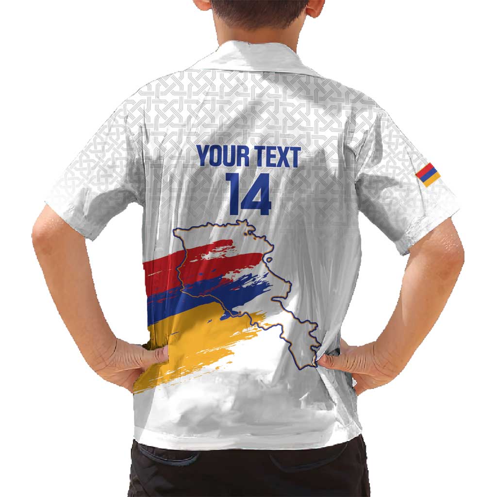 Custom Armenia Football Family Matching Off Shoulder Short Dress and Hawaiian Shirt Armenian Map Knot Pattern