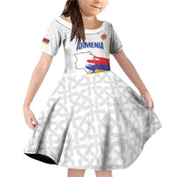 Custom Armenia Football Family Matching Off Shoulder Short Dress and Hawaiian Shirt Armenian Map Knot Pattern