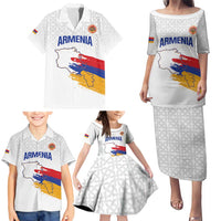 Custom Armenia Football Family Matching Puletasi and Hawaiian Shirt Armenian Map Knot Pattern