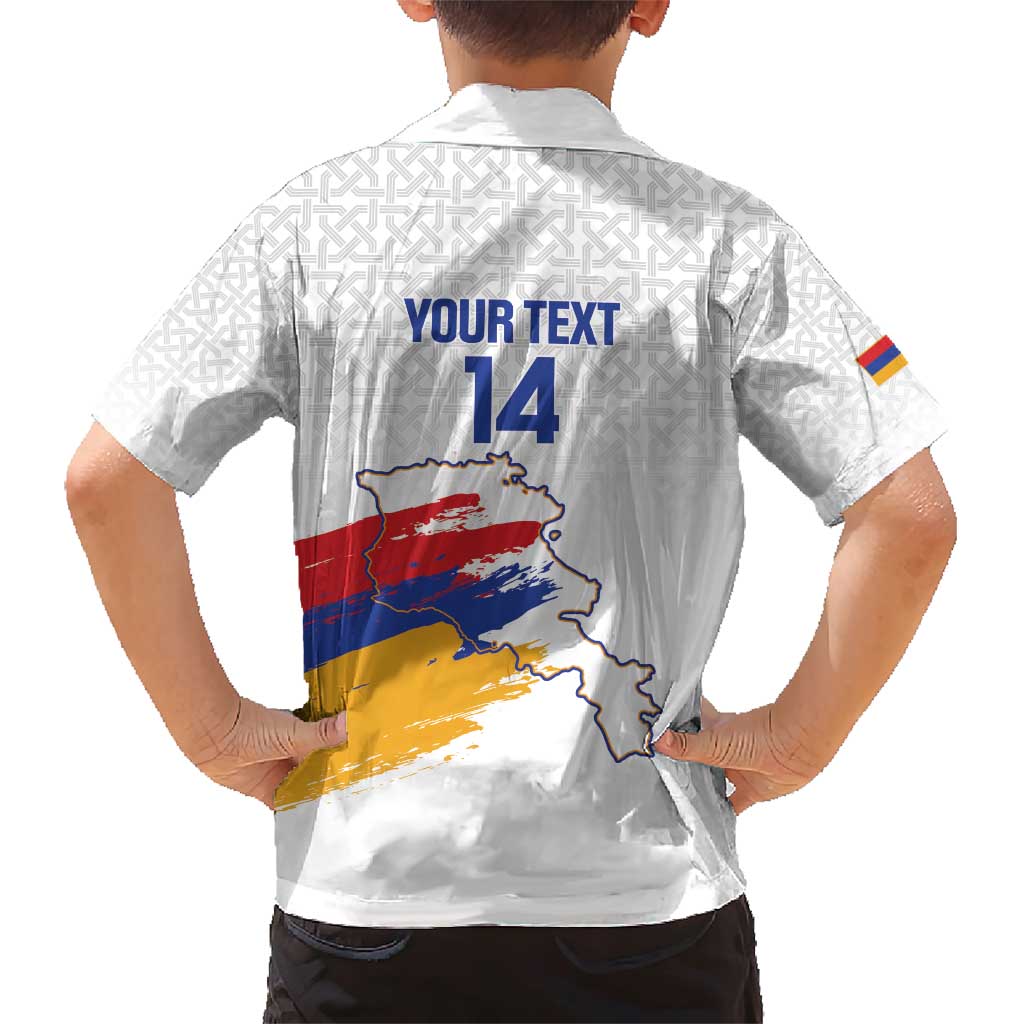 Custom Armenia Football Family Matching Short Sleeve Bodycon Dress and Hawaiian Shirt Armenian Map Knot Pattern