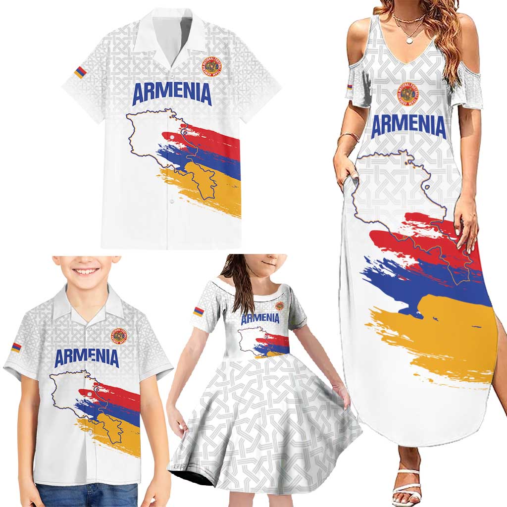 Custom Armenia Football Family Matching Summer Maxi Dress and Hawaiian Shirt Armenian Map Knot Pattern