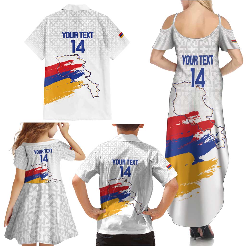 Custom Armenia Football Family Matching Summer Maxi Dress and Hawaiian Shirt Armenian Map Knot Pattern