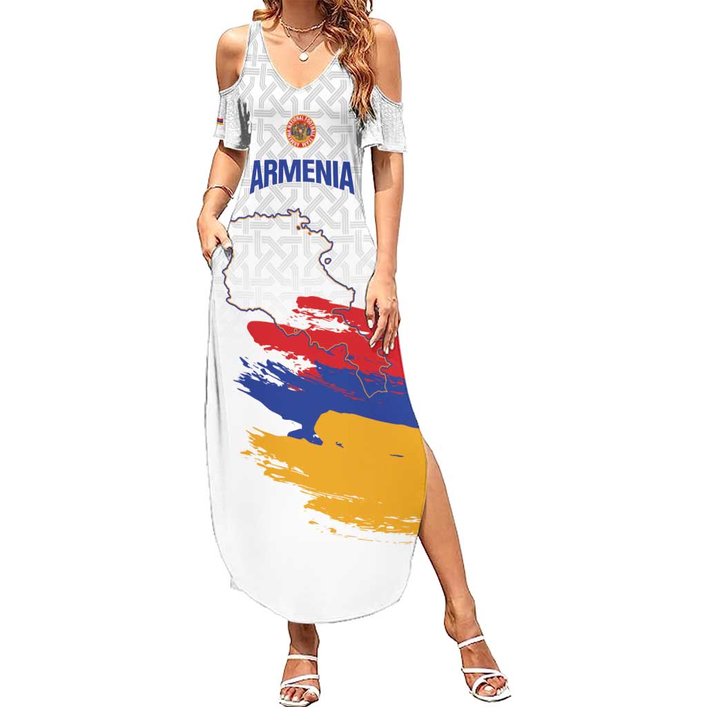 Custom Armenia Football Family Matching Summer Maxi Dress and Hawaiian Shirt Armenian Map Knot Pattern