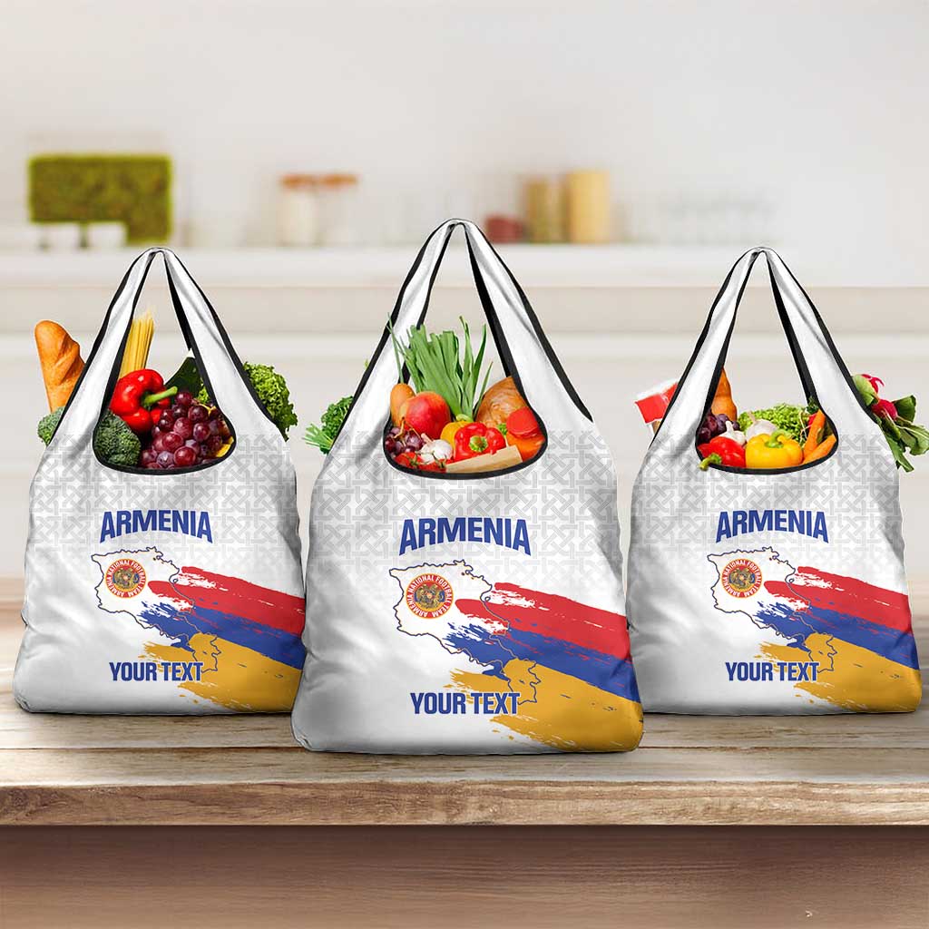 Custom Armenia Football Grocery Bag Armenian Map Knot Pattern