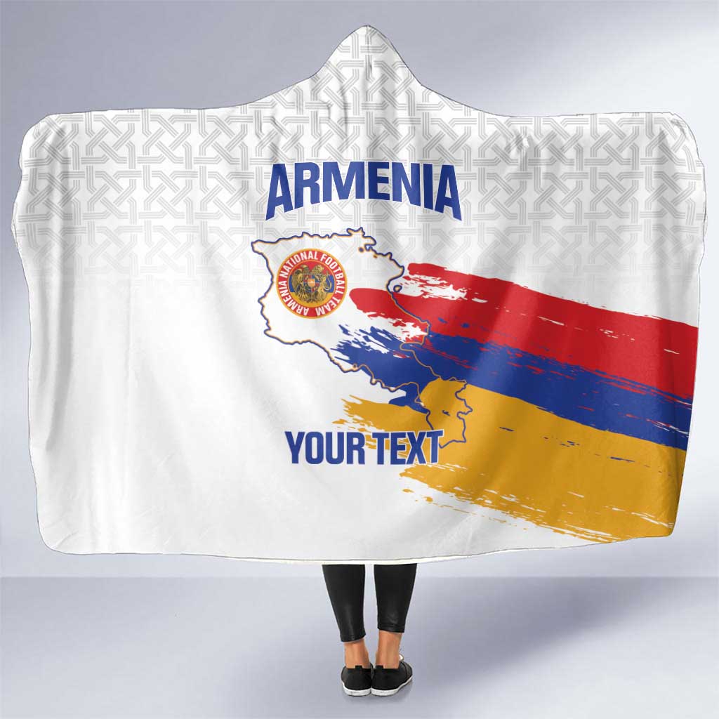 Custom Armenia Football Hooded Blanket Armenian Map Knot Pattern