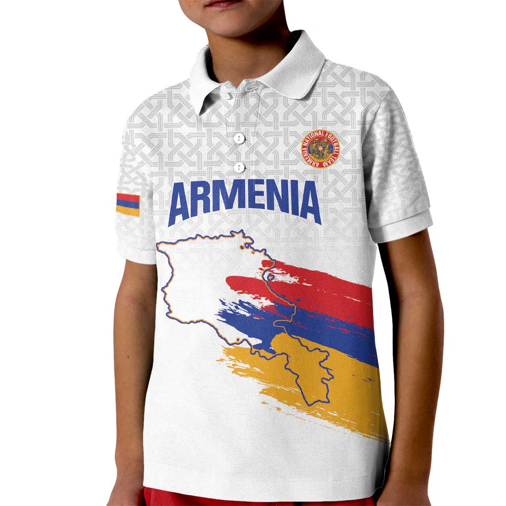 Custom Armenia Football Kid Polo Shirt Armenian Map Knot Pattern