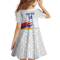 Custom Armenia Football Kid Short Sleeve Dress Armenian Map Knot Pattern