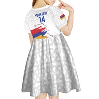Custom Armenia Football Kid Short Sleeve Dress Armenian Map Knot Pattern