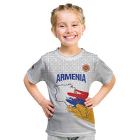 Custom Armenia Football Kid T Shirt Armenian Map Knot Pattern