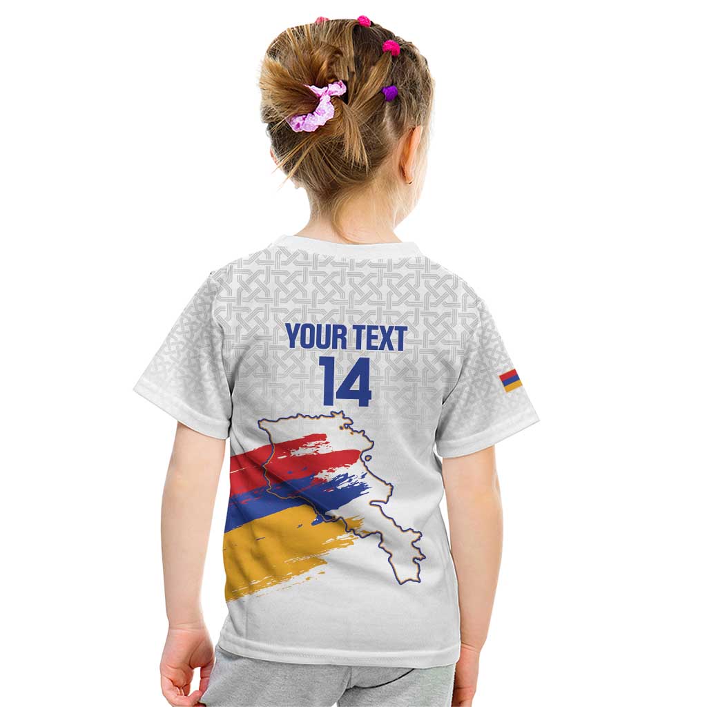 Custom Armenia Football Kid T Shirt Armenian Map Knot Pattern