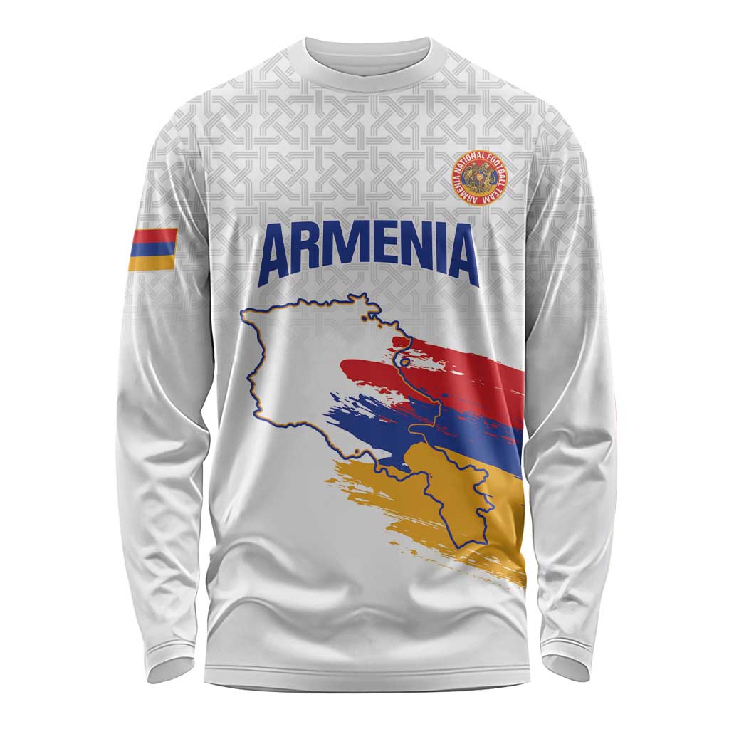 Custom Armenia Football Long Sleeve Shirt Armenian Map Knot Pattern