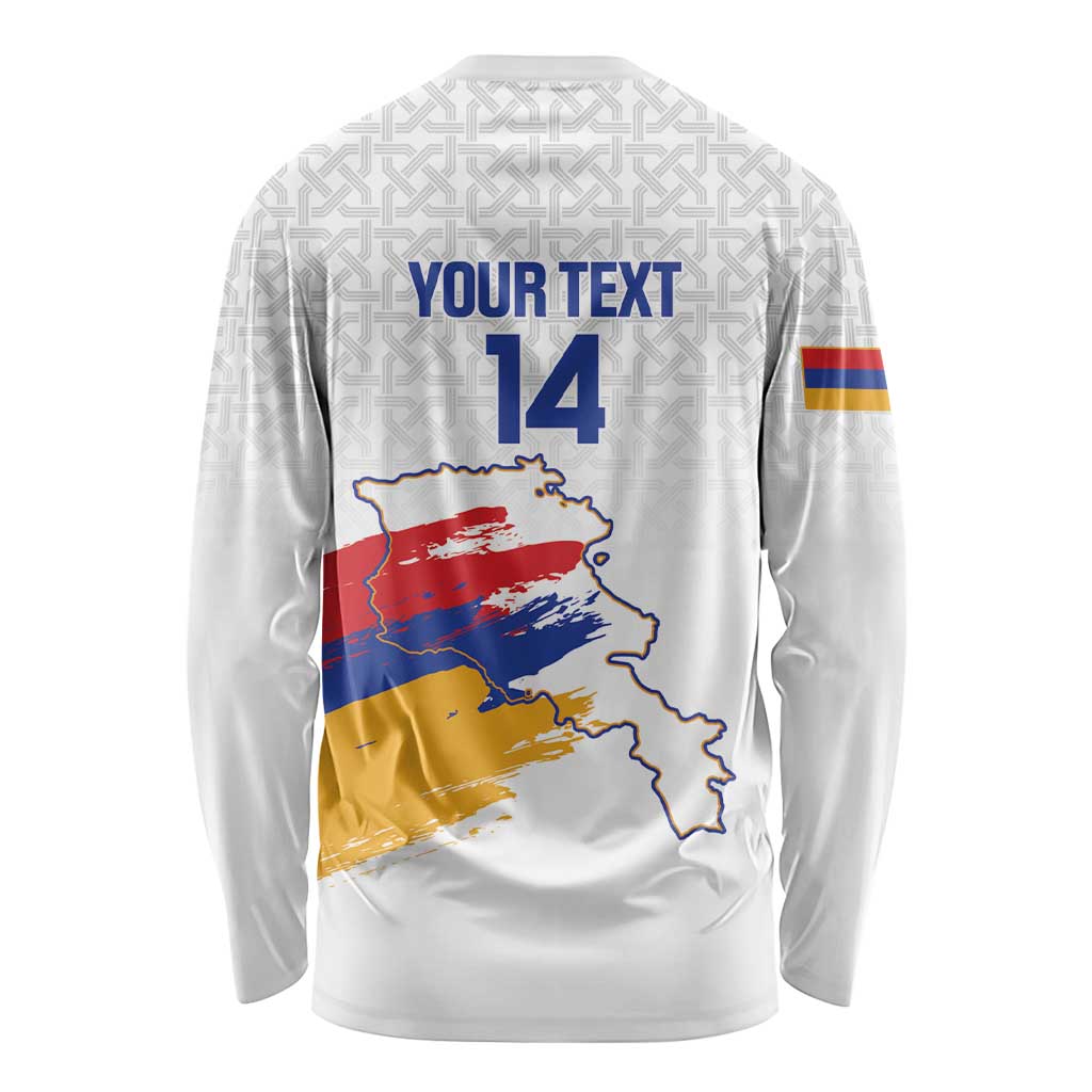 Custom Armenia Football Long Sleeve Shirt Armenian Map Knot Pattern