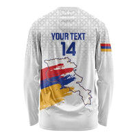 Custom Armenia Football Long Sleeve Shirt Armenian Map Knot Pattern
