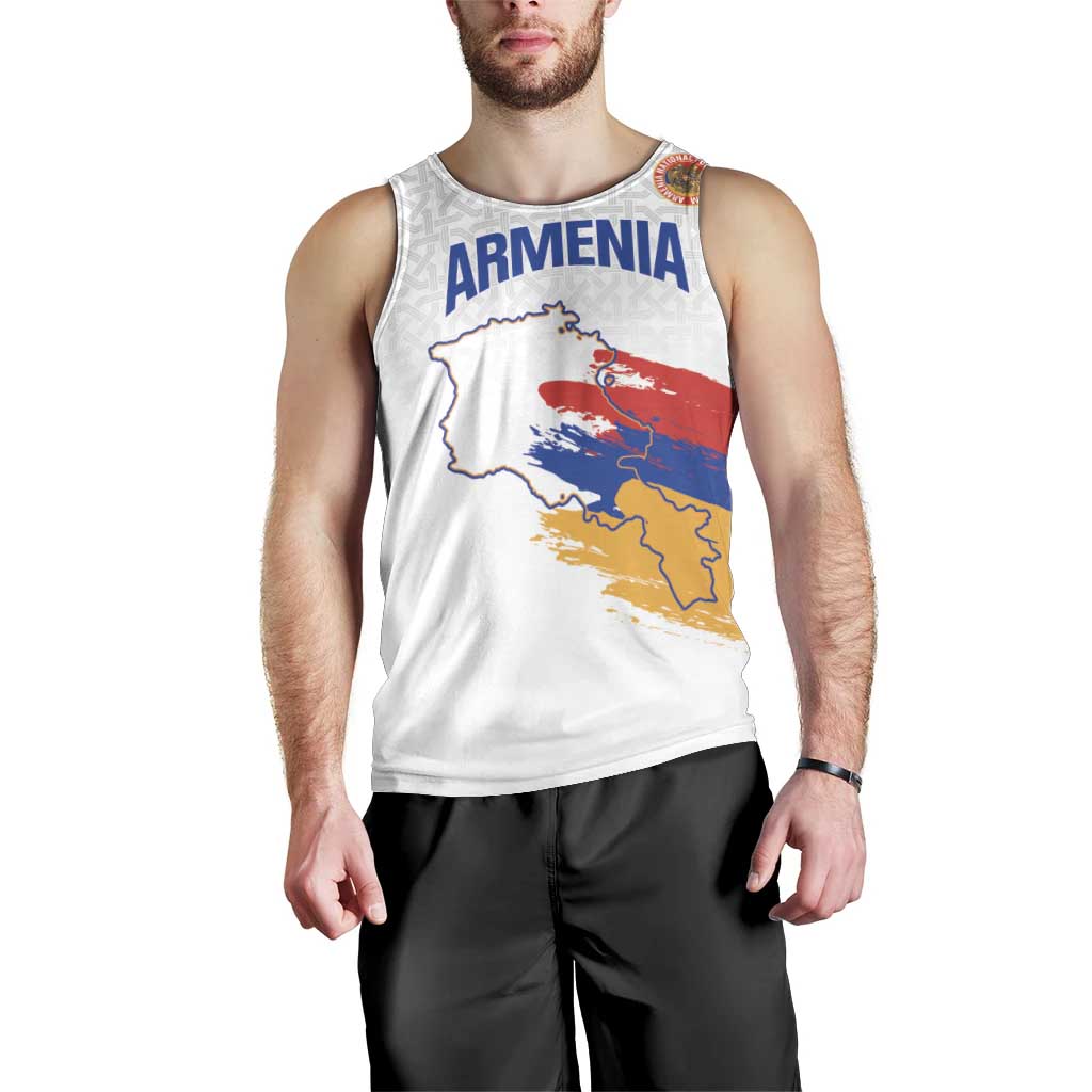 Custom Armenia Football Men Tank Top Armenian Map Knot Pattern